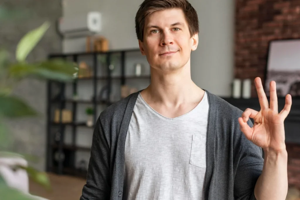 vista frontal del concepto de lenguaje de señas